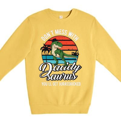 Daddysaurus Rex Dinosaur Daddy TRex Fathers Day Dino Dad Premium Crewneck Sweatshirt