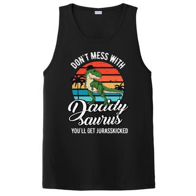 Daddysaurus Rex Dinosaur Daddy TRex Fathers Day Dino Dad PosiCharge Competitor Tank