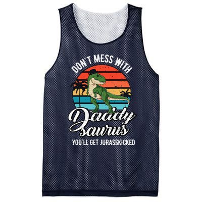 Daddysaurus Rex Dinosaur Daddy TRex Fathers Day Dino Dad Mesh Reversible Basketball Jersey Tank