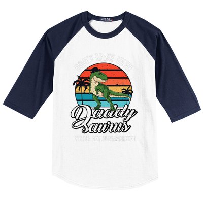 Daddysaurus Rex Dinosaur Daddy TRex Fathers Day Dino Dad Baseball Sleeve Shirt