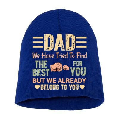 Distressed Retro Dad From Son Daughter Wife For Father's Gift Short Acrylic Beanie