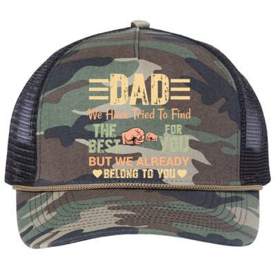 Distressed Retro Dad From Son Daughter Wife For Father's Gift Retro Rope Trucker Hat Cap