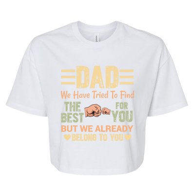 Distressed Retro Dad From Son Daughter Wife For Father's Gift Bella+Canvas Jersey Crop Tee