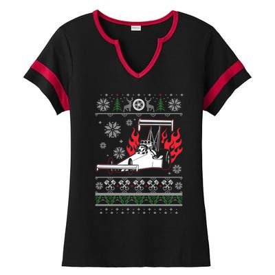 Drag Racing Dragster Ugly Christmas Ugly Design Gift Ladies Halftime Notch Neck Tee