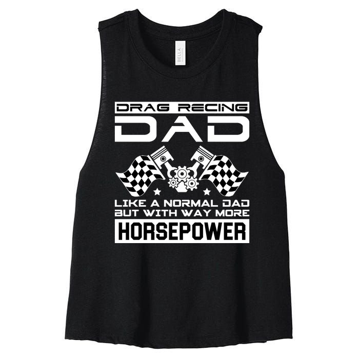 Drag Recing Dad Women's Racerback Cropped Tank