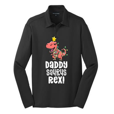 Daddysaurus Rex Dad Matching Dino Family Dinosaur Pajamas Meaningful Gift Silk Touch Performance Long Sleeve Polo