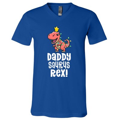 Daddysaurus Rex Dad Matching Dino Family Dinosaur Pajamas Meaningful Gift V-Neck T-Shirt