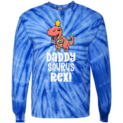 Daddysaurus Rex Dad Matching Dino Family Dinosaur Pajamas Meaningful Gift Tie-Dye Long Sleeve Shirt