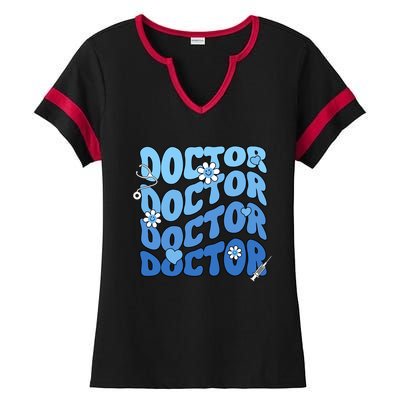 Doctor Repeat Dental School Medical Student Premed Graduate Funny Gift Ladies Halftime Notch Neck Tee