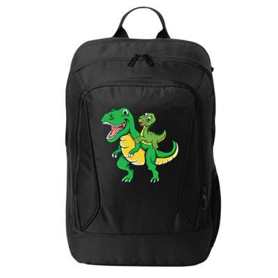 Daddysaurus Rex Dad And Funny Fathers Day Gift City Backpack