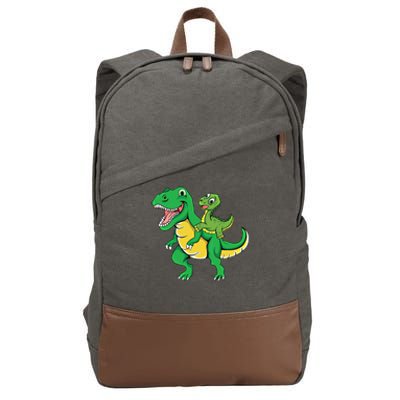 Daddysaurus Rex Dad And Funny Fathers Day Gift Cotton Canvas Backpack