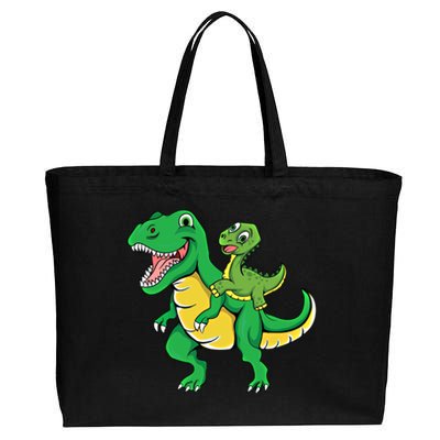 Daddysaurus Rex Dad And Funny Fathers Day Gift Cotton Canvas Jumbo Tote