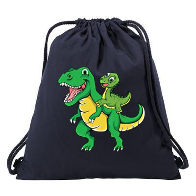 Daddysaurus Rex Dad And Funny Fathers Day Gift Drawstring Bag