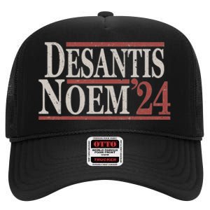 Distressed Ron DeSantis Kristi Noem 2024 High Crown Mesh Back Trucker Hat