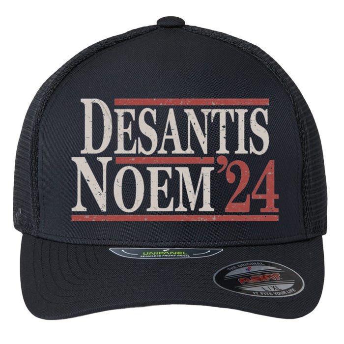 Distressed Ron DeSantis Kristi Noem 2024 Flexfit Unipanel Trucker Cap