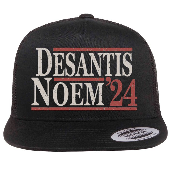 Distressed Ron DeSantis Kristi Noem 2024 Flat Bill Trucker Hat