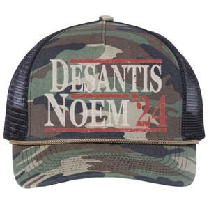 Distressed Ron DeSantis Kristi Noem 2024 Retro Rope Trucker Hat Cap