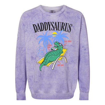 Daddysaurus Rex Daddy Saurus Dinosaur Family Vacation Beach Gift Colorblast Crewneck Sweatshirt