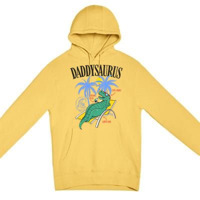 Daddysaurus Rex Daddy Saurus Dinosaur Family Vacation Beach Gift Premium Pullover Hoodie