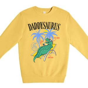 Daddysaurus Rex Daddy Saurus Dinosaur Family Vacation Beach Gift Premium Crewneck Sweatshirt