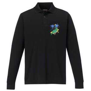 Daddysaurus Rex Daddy Saurus Dinosaur Family Vacation Beach Gift Performance Long Sleeve Polo