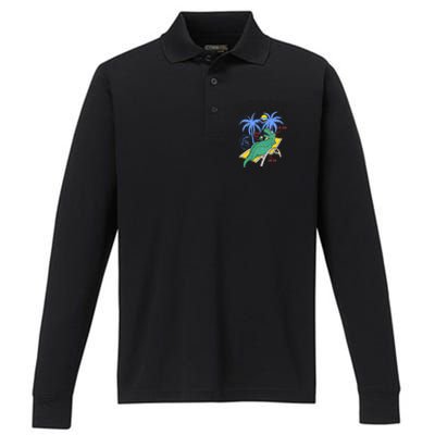 Daddysaurus Rex Daddy Saurus Dinosaur Family Vacation Beach Gift Performance Long Sleeve Polo