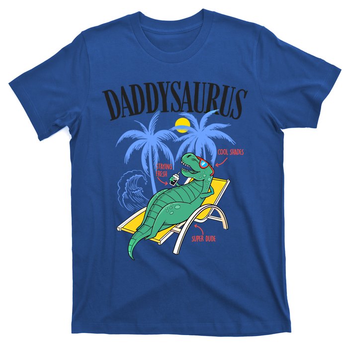 Daddysaurus Rex Daddy Saurus Dinosaur Family Vacation Beach Gift T-Shirt