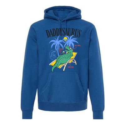 Daddysaurus Rex Daddy Saurus Dinosaur Family Vacation Beach Gift Premium Hoodie