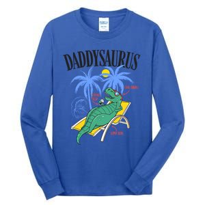 Daddysaurus Rex Daddy Saurus Dinosaur Family Vacation Beach Gift Tall Long Sleeve T-Shirt