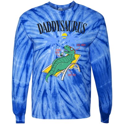 Daddysaurus Rex Daddy Saurus Dinosaur Family Vacation Beach Gift Tie-Dye Long Sleeve Shirt