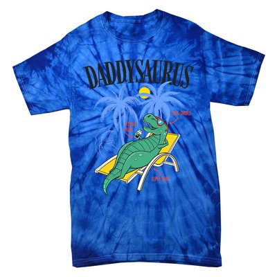 Daddysaurus Rex Daddy Saurus Dinosaur Family Vacation Beach Gift Tie-Dye T-Shirt