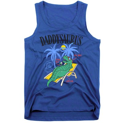 Daddysaurus Rex Daddy Saurus Dinosaur Family Vacation Beach Gift Tank Top