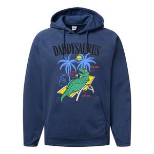 Daddysaurus Rex Daddy Saurus Dinosaur Family Vacation Beach Gift Performance Fleece Hoodie