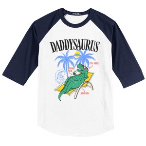 Daddysaurus Rex Daddy Saurus Dinosaur Family Vacation Beach Gift Baseball Sleeve Shirt