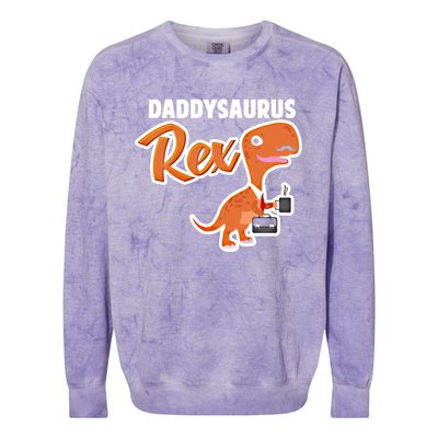 Daddysaurus Rex Dinosaur Daddy Saurus Office Working Dad Gift Colorblast Crewneck Sweatshirt