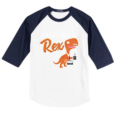 Daddysaurus Rex Dinosaur Daddy Saurus Office Working Dad Gift Baseball Sleeve Shirt