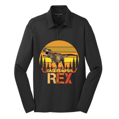 Daddysaurus Rex Dinosaur Family Matching Special Day Cute Gift Silk Touch Performance Long Sleeve Polo