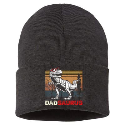 Dadsaurus Rex Dad Papa Dinosaur TRex Dad Saurus Sustainable Knit Beanie