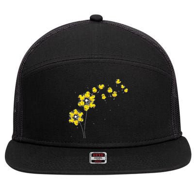 Ducky Rubber Duck Lover Dandelion Duckling Rubber Duck 7 Panel Mesh Trucker Snapback Hat