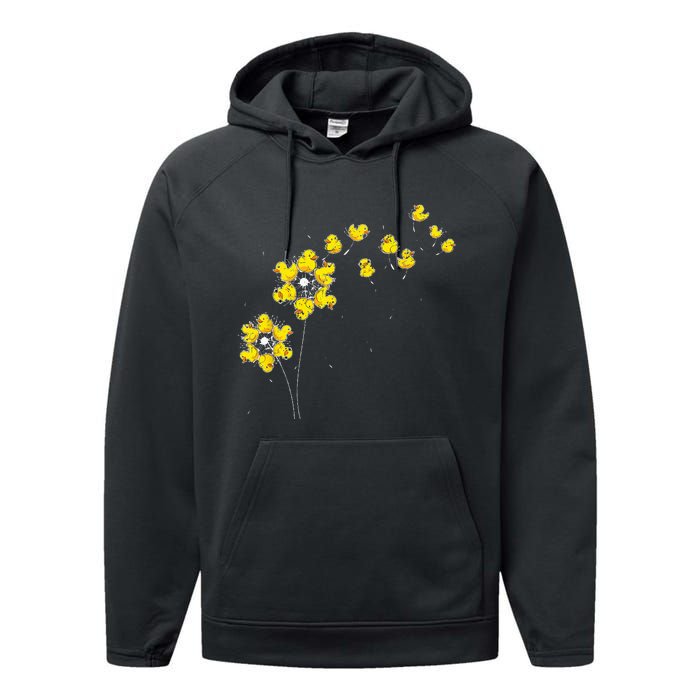 Ducky Rubber Duck Lover Dandelion Duckling Rubber Duck Performance Fleece Hoodie