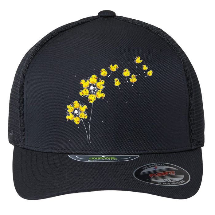 Ducky Rubber Duck Lover Dandelion Duckling Rubber Duck Flexfit Unipanel Trucker Cap