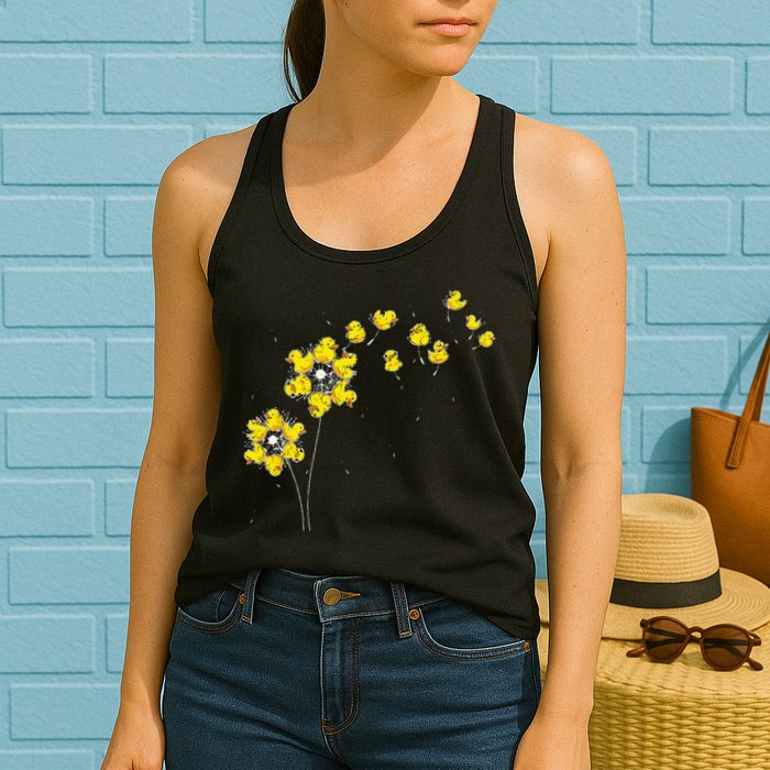 Ducky Rubber Duck Lover Dandelion Duckling Rubber Duck Womens Tank Top
