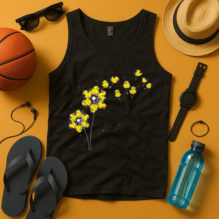 Ducky Rubber Duck Lover Dandelion Duckling Rubber Duck Tank Top