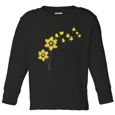 Ducky Rubber Duck Lover Dandelion Duckling Rubber Duck Toddler Long Sleeve Shirt