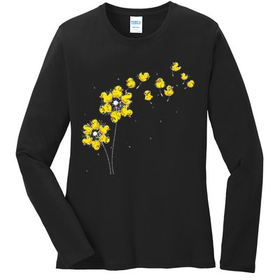 Ducky Rubber Duck Lover Dandelion Duckling Rubber Duck Ladies Long Sleeve Shirt