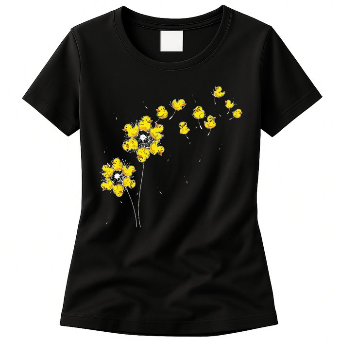 Ducky Rubber Duck Lover Dandelion Duckling Rubber Duck Womens T-Shirt