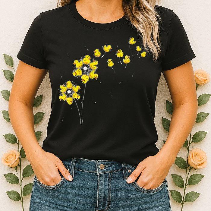 Ducky Rubber Duck Lover Dandelion Duckling Rubber Duck Womens T-Shirt