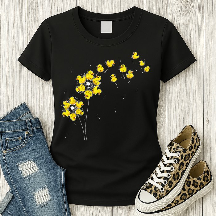 Ducky Rubber Duck Lover Dandelion Duckling Rubber Duck Womens T-Shirt