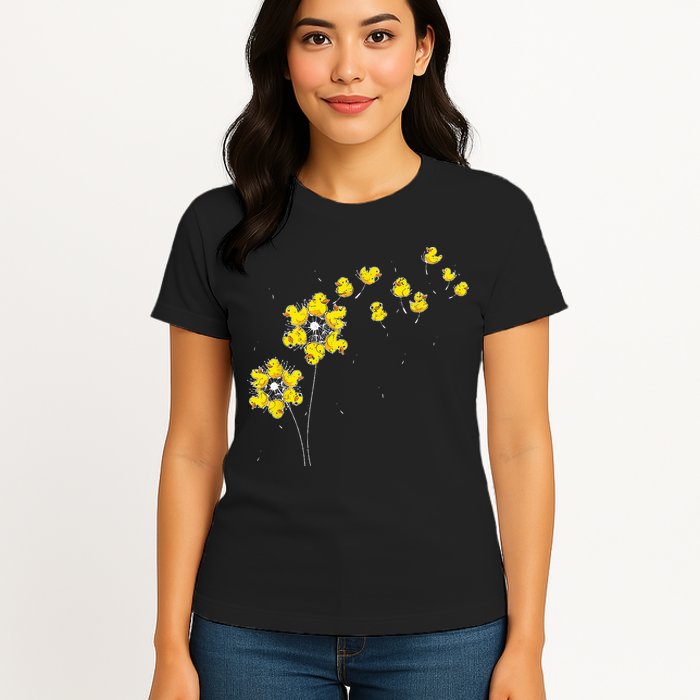 Ducky Rubber Duck Lover Dandelion Duckling Rubber Duck Womens T-Shirt