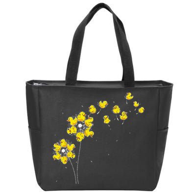 Ducky Rubber Duck Lover Dandelion Duckling Rubber Duck Zip Tote Bag